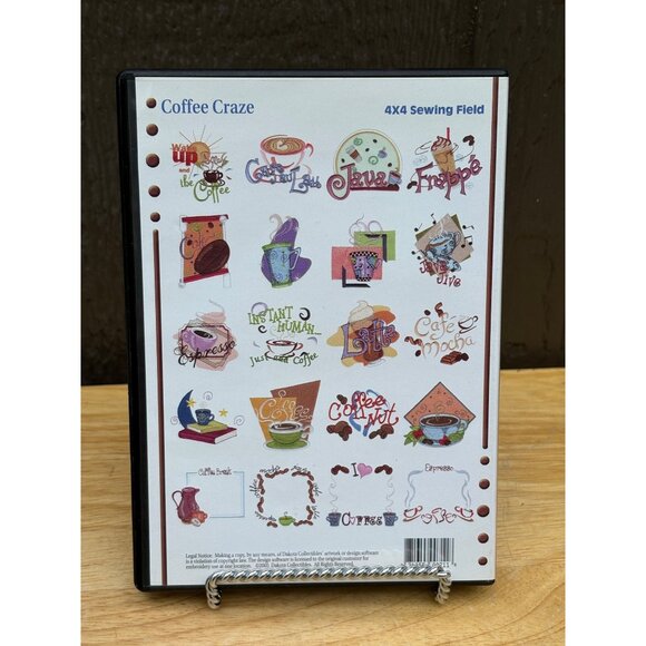 Dakota Collectibles Embroidery Club Coffee Craze CD 20 Designs Sewing Patterns - Picture 2 of 4